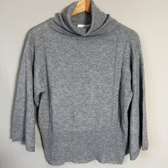 Anthropologie Sparrow Bell Sleeve Wool Turtleneck Sweater Pullover Womens M Gray - Picture 4 of 12